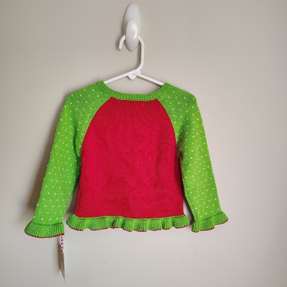 Zubels Green Red Christmas Tree Sweater Holiday Ruffle Embroidered 18 Months - Picture 2 of 4
